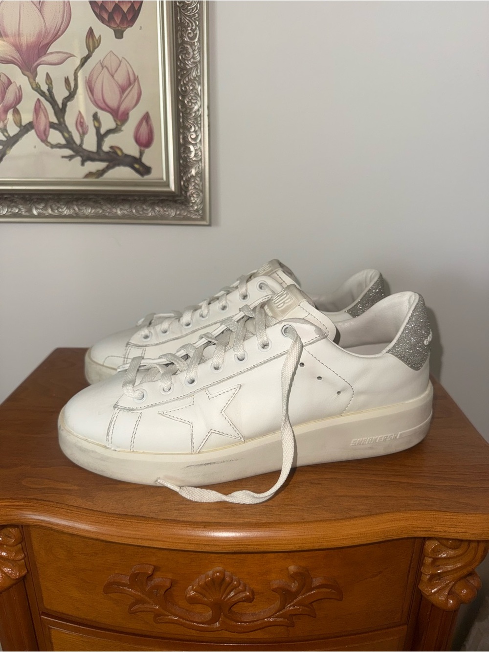Golden Goose White Platform Star-Accent Women's Sneakers size 7.5